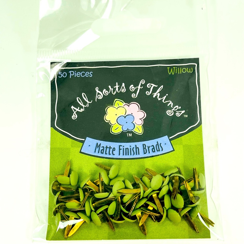 Lasting Impressions Matte Finish Brads Willow Green Pack of 50 New
